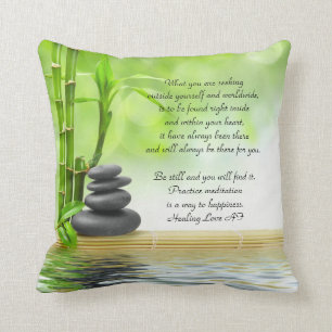 Zen, meditation poem by Anita Fugoso healing love Throw Pillow