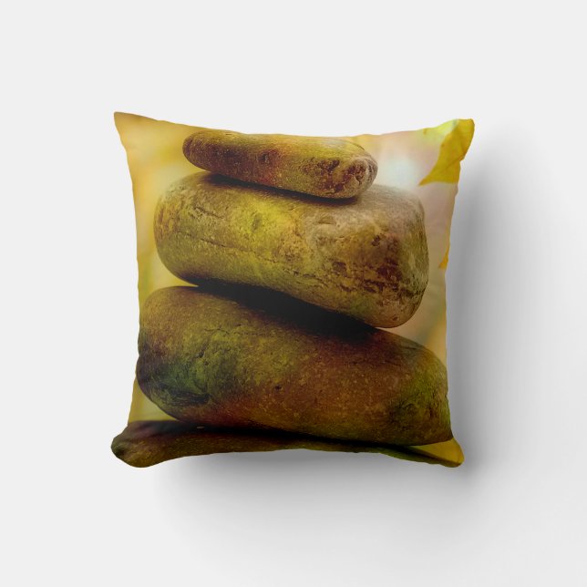 Zen meditation stacking stones throw pillow (Front)