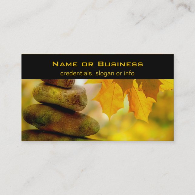 Zen meditation stones and Maple Leaves Business Card (Front)