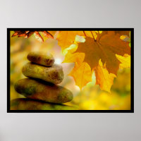 Zen meditation stones and Maple Leaves