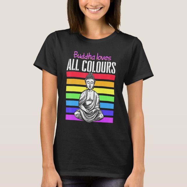 Zen Meditation Yoga Buddha Rainbow Flag T-Shirt (Front)
