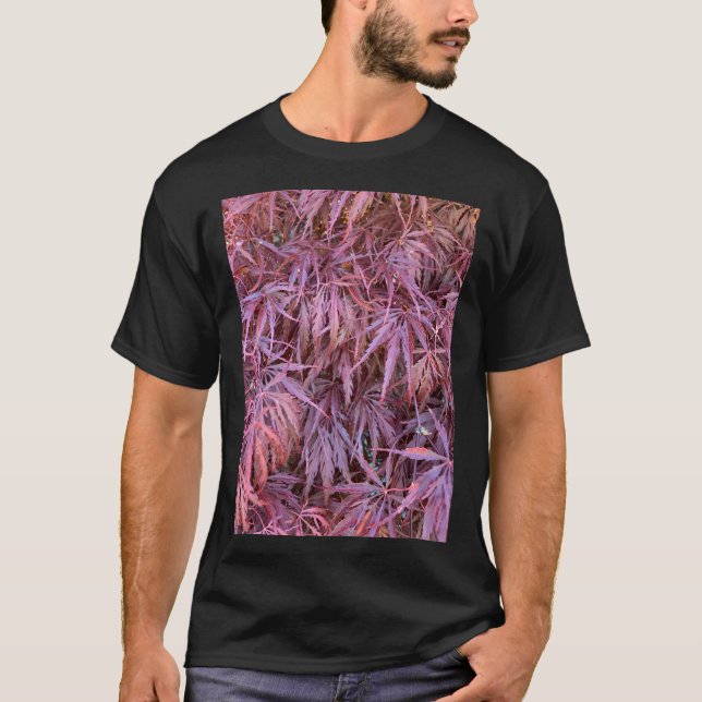 zen mens t-shirt Japanese maple leaves (Front)