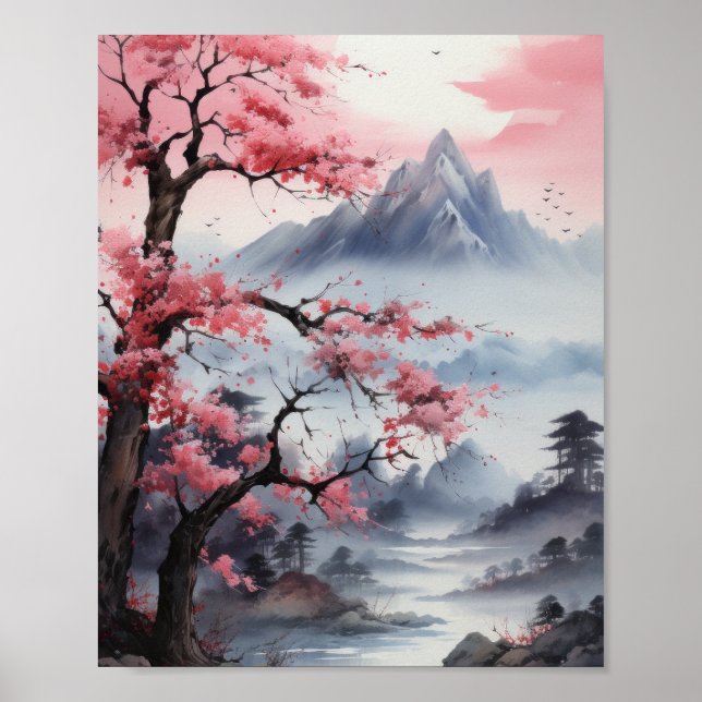 Zen Minimalistic Japanese Landscape Painting Poste Poster (Front)
