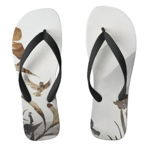 Zen Misty Mountain Birds Minimalist Nature Flip Flops