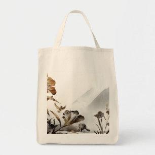 Zen Misty Mountain Birds Minimalist Nature Tote Bag
