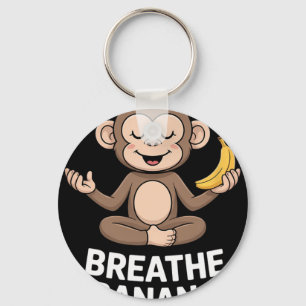 Zen Monkey Breathe Nana Repeat Funny Yoga Meditati Keychain