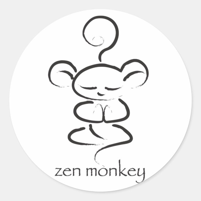 Zen Monkey Classic Round Sticker (Front)