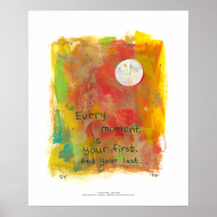 Zen Moon modern art painting - live in the moment Poster