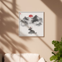 Zen Mountain Cloud Path Ink Wall Art