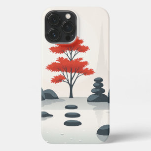 Zen Nature - iPhone Hull Red Tree Minimalist 13 Pro Max Case