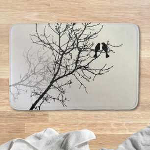 zen nature landscape black white tree silhouette bath mat