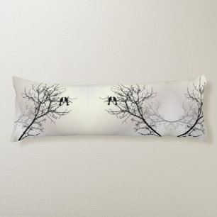 zen nature landscape black white tree silhouette body pillow