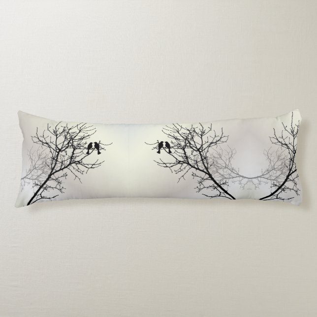 zen nature landscape black white tree silhouette body pillow (Front)