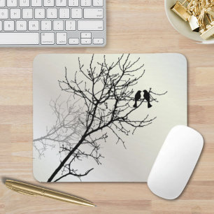 zen nature landscape black white tree silhouette mouse pad