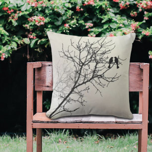 zen nature landscape black white tree silhouette outdoor pillow