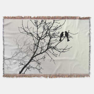 zen nature landscape black white tree silhouette throw blanket