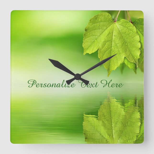 Zen Nature Leaves Personalize Wall Clock (Front)