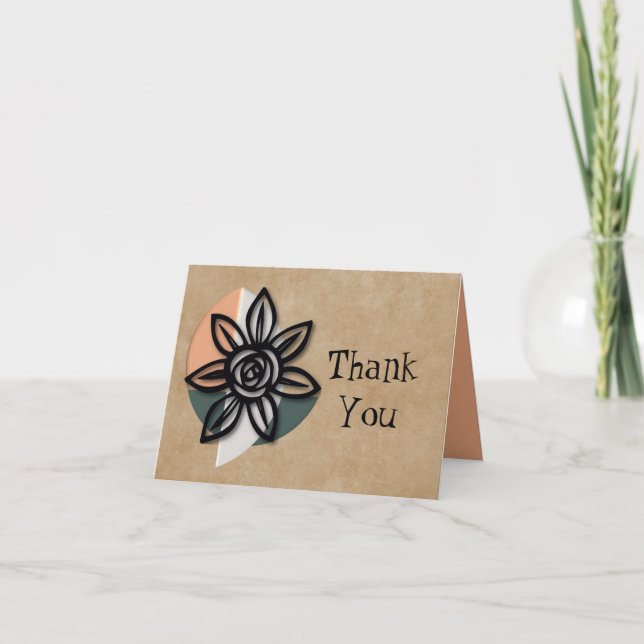 Zen Neutral Floral Thank You Card (Front)
