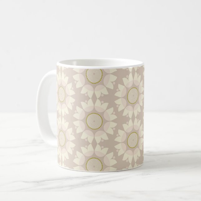 Zen neutral flowers coffee mug (Front Left)