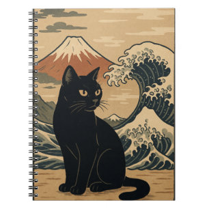 Zen Noir – Japanese Wave & Black Cat Notebook