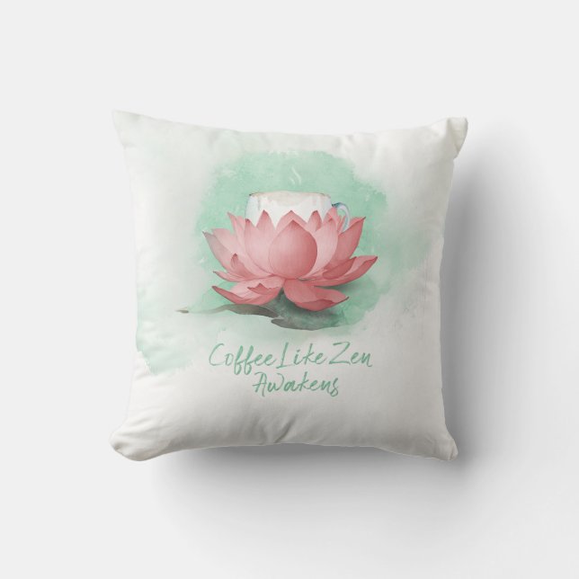 Zen of Coffee Throw Pillow (Front)