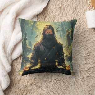 Zen of the Shadow Warrior Throw Pillow
