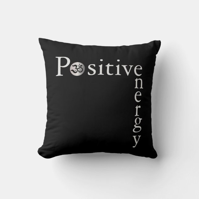Zen Om Positive Energy Minimalist Black And White Throw Pillow (Front)