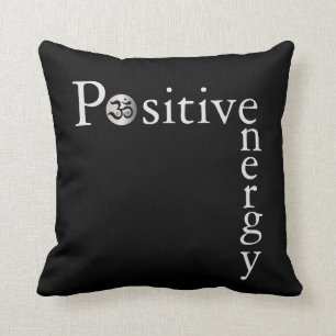 Zen Om Positive Energy Minimalist Black And White Throw Pillow