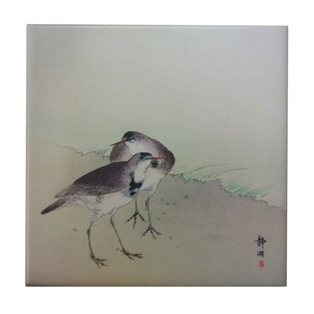 Zen painting plovers tile (Front)