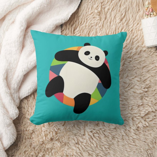 Zen Panda Spin Throw Pillow (Blanket)