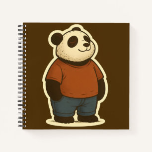 Zen Panda Sticker – Relaxed Cartoon Bear in Casual Notebook