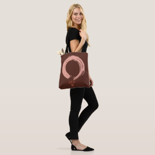 Zen Peace Calm Off-Pink on Brown Background Tote Bag