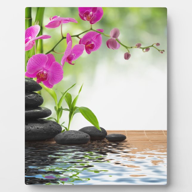 zen,peace,pink orchid,beautiful,spa,healing,yoga, plaque (Front)
