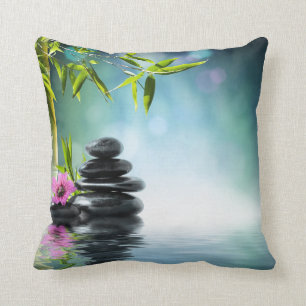 Zen peace yoga stillness meditation nature throw pillow