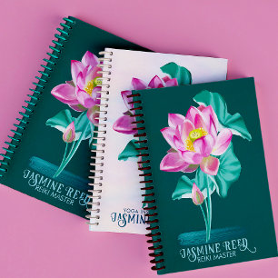 Zen Pink Lotus Flower Reiki Masters and Healers Notebook