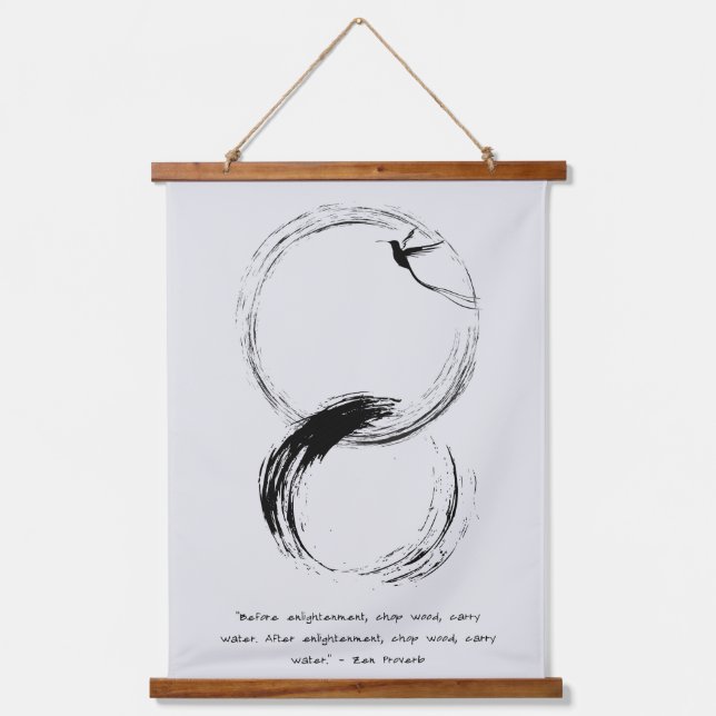 Zen Quote: Wisdom and Meditation Hanging Tapestry (Front)