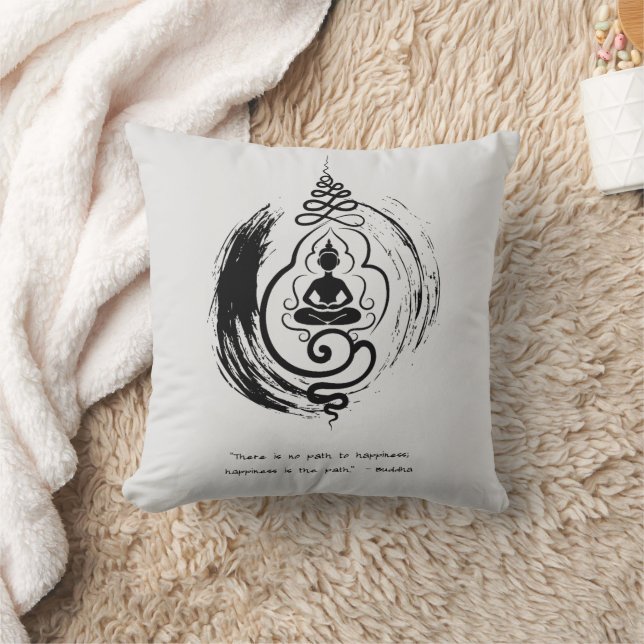 Zen Quote: Wisdom and Meditation  Throw Pillow (Blanket)