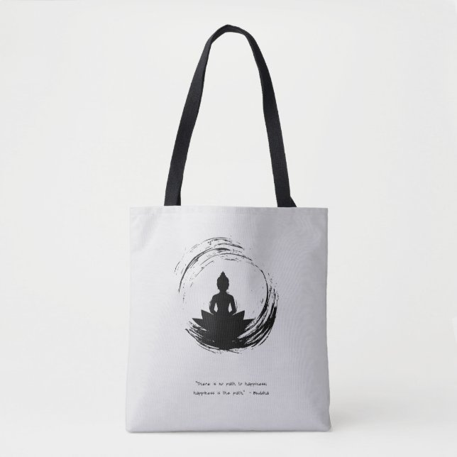 Zen Quote: Wisdom and Meditation Tote Bag (Front)