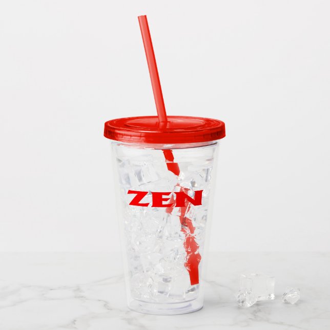 Zen red red acrylic tumbler (Front Ice)