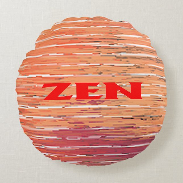 Zen red reeds round poly throw pillow (Front)