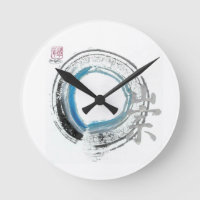Zen Reverence,  Enso[blue, black, silver tones]
