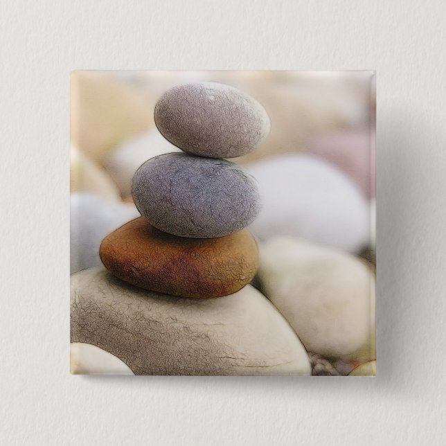 Zen Rock Garden 2 Inch Square Button (Front)
