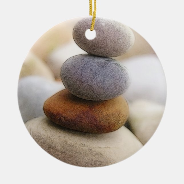 Zen Rock Garden Ceramic Ornament (Front)