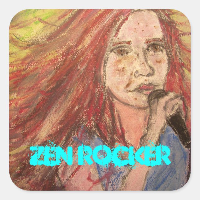 Zen Rocker Girl Square Sticker (Front)