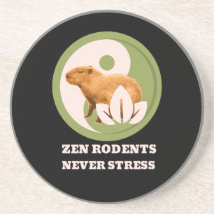 Zen Rodents Never Stress Capybara Humour Coaster