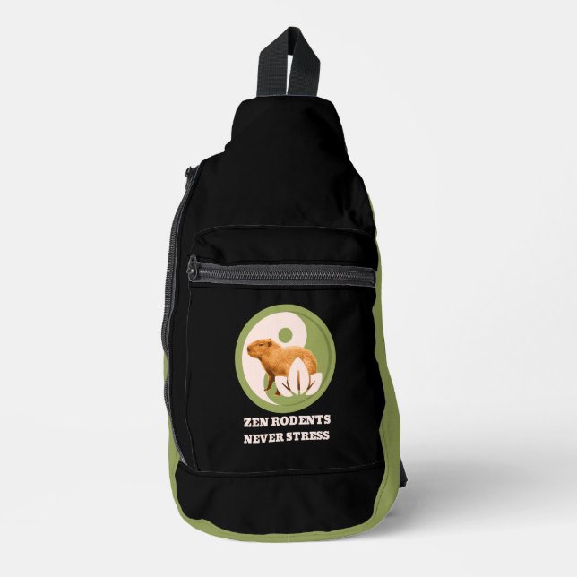 Zen Rodents Never Stress Capybara Humour Sling Bag (Front)