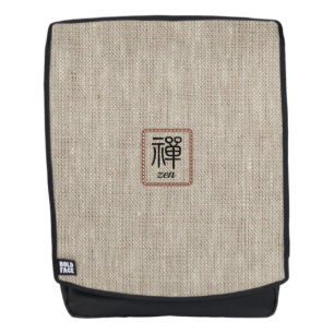 Zen rustic look faux burlap print beige backpack