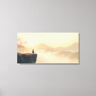 Zen Samurai at Dawn – Cinematic Misty Mountain Canvas Print