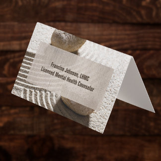 Zen Sand Labrynth and Stones with Faux Linen Business Card