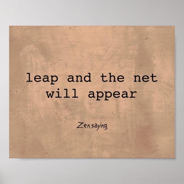 zen saying quotation text on sepia poster (Front)